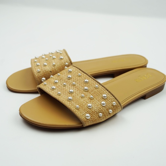 JCREW Size 9 Woven Pearl Slide Sandals $98 CG138 - Picture 6 of 7